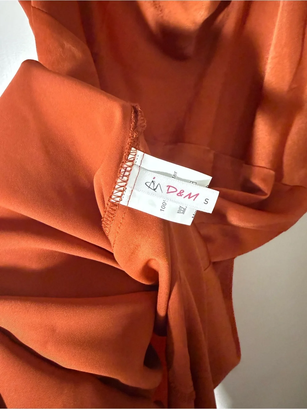Satin Cowl Neck Slip Dress — Rust Orange - Picture 4 of 4